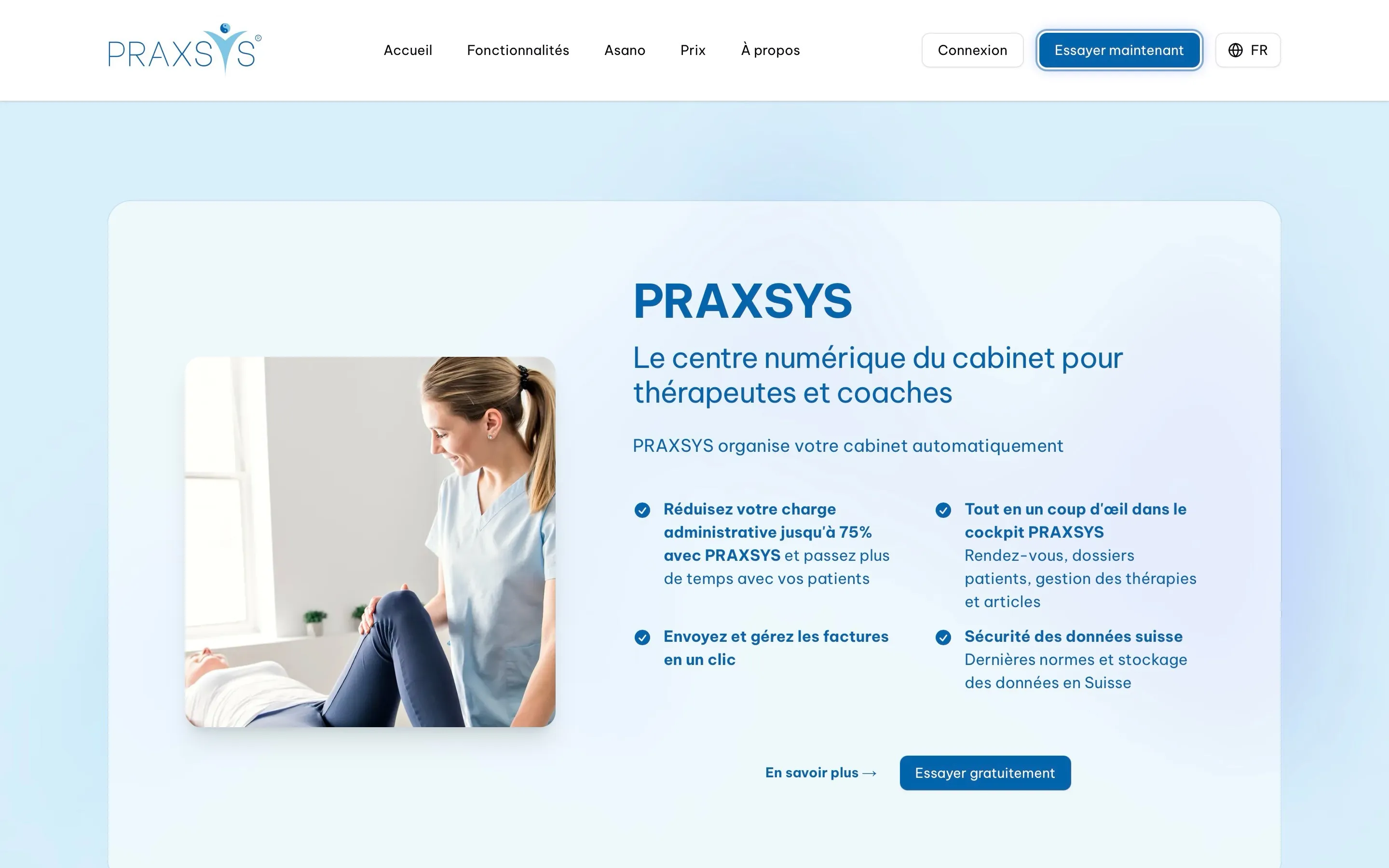 Website der Praxissoftware PRAXSYS